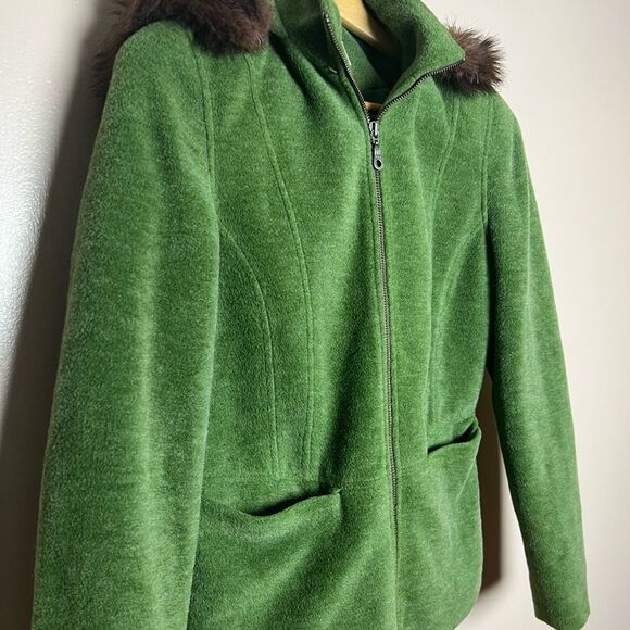 CLEARANCE! Green L.L. Bean Wool Blend Hooded Coat Size XS VGUC - Picture 3 of 6